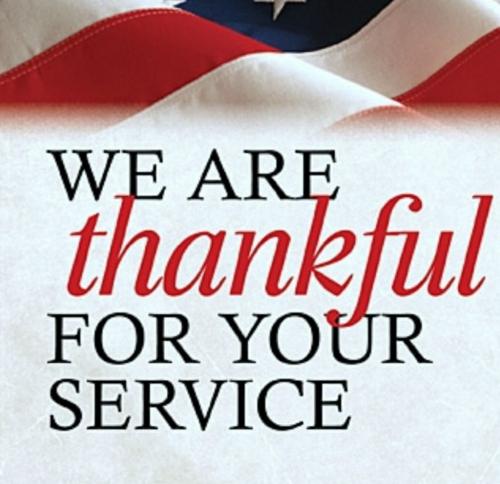 We Are Thankful For Your Service
