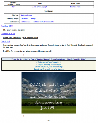 Nicholas Bunger's Testimony