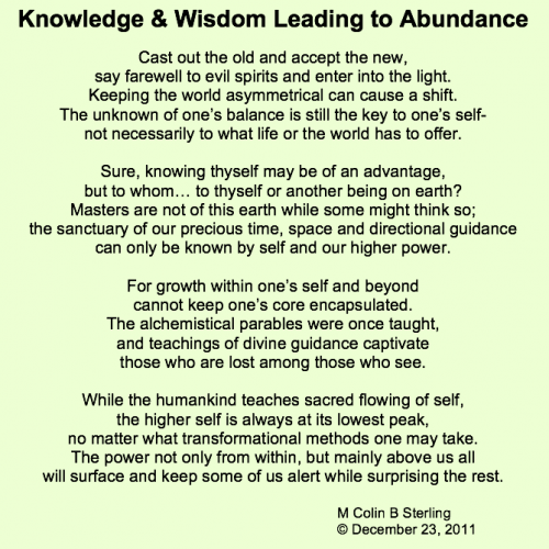 Knowledge & Wisdom Leading to Abundance Pic