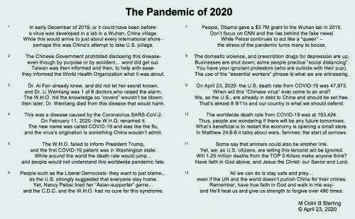 The Pandemic of 2020
