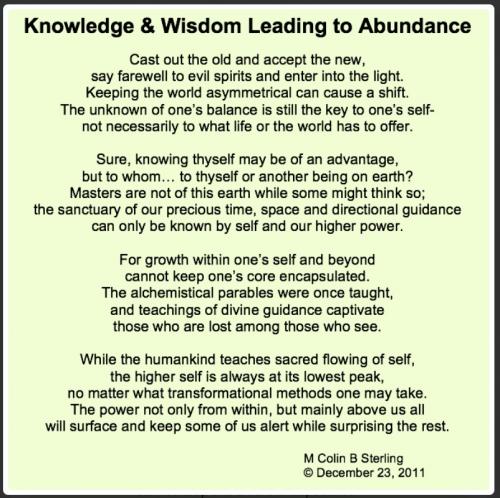 Knowledge & Wisdom Leading to Abundance