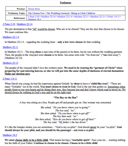 Donna Mose's Testimony