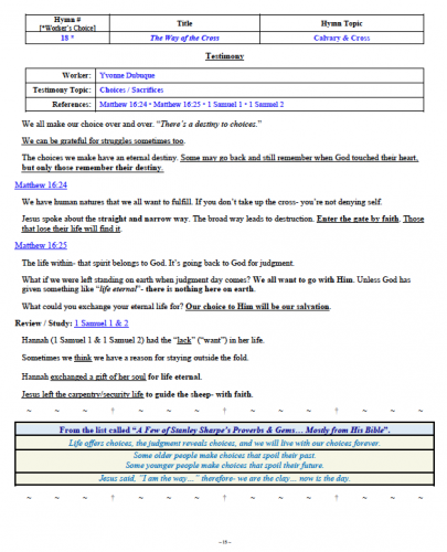 Yvonne Dubuque's Testimony