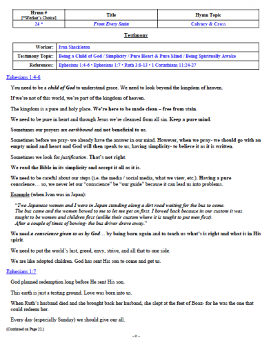 Ivan Shackleton's Testimony (1 of 2)