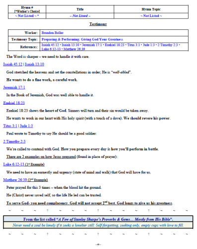 Brandon Boller's Testimony