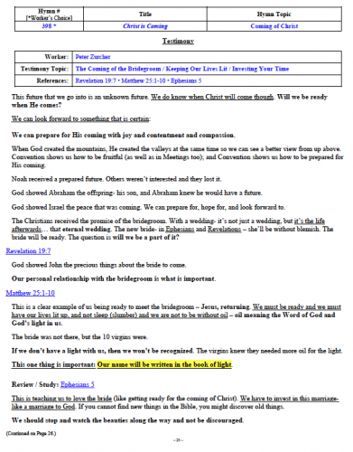 Peter Zurcher's Testimony (1 of 2)