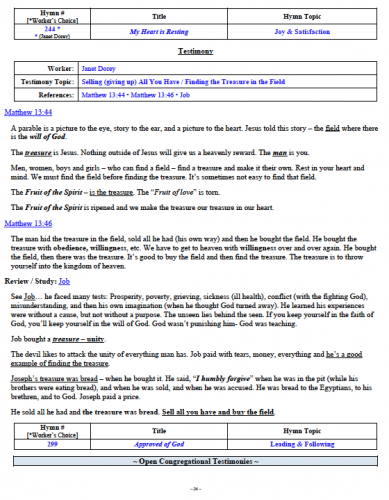 Janet Dorey's Testimony