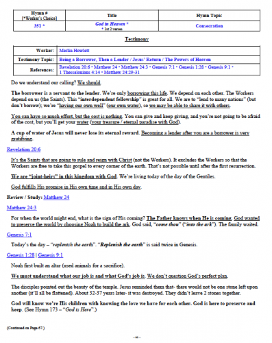 Merlin Howlett's Testimony (1 of 2)