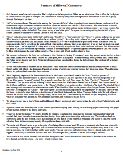 Milltown I Convention Summary (1 of 2)