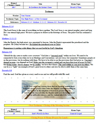Tom Vincent's Testimony