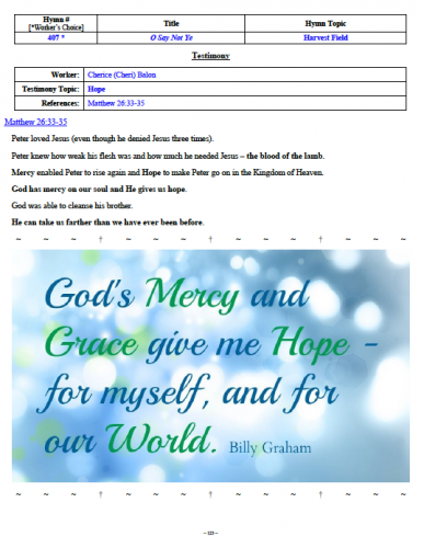 Cherice (Cheri) Balon's Testimony