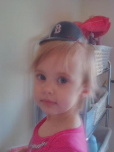 Chloe in Red Sox cap