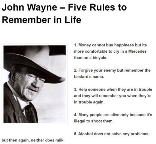 John Wayne 5 rules