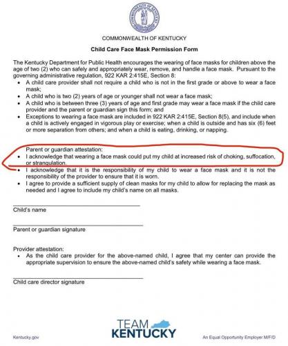 Chid Care Face Mask Permission Form