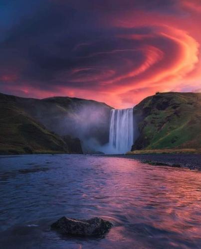 Waterfall in Skogafoss, Iceland