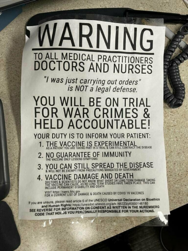 Warning to all doctors and medical practitioners