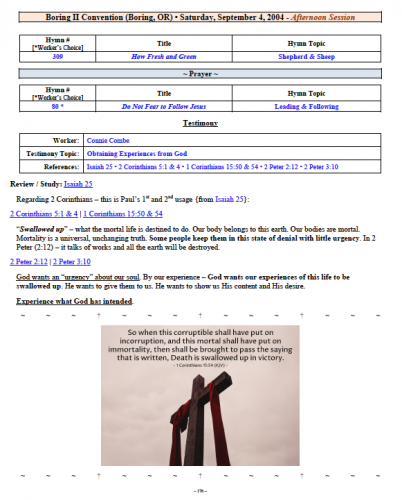 Connie Combe's Testimony