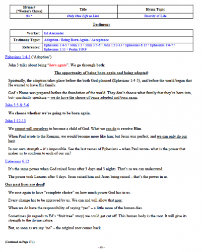 Ed Alexander's Testimony (1 of 2)