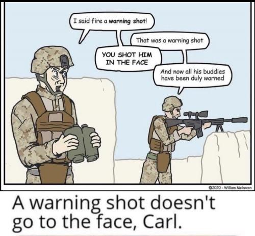 a warning shot 1283974273509723459073490