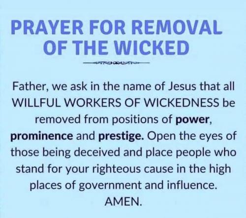 prayer to remove the wicked