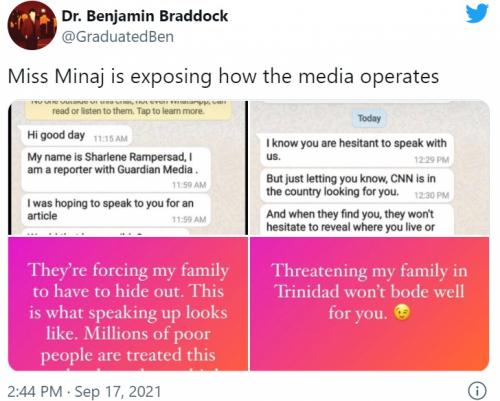 Minaj threatened