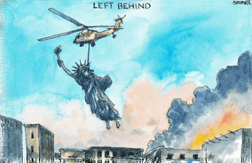 R left behind
