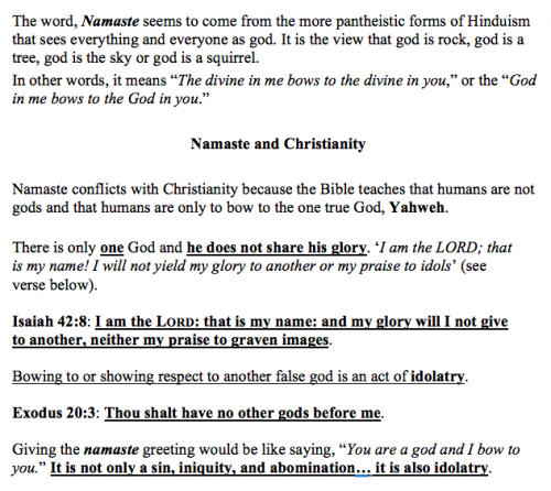Namaste and the KJV