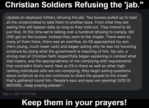 Christian Soldiers refusing the Jab