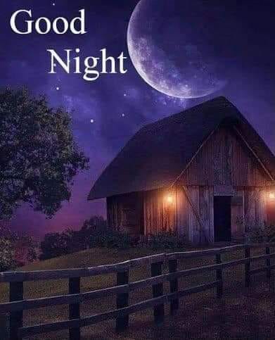 Good Night 17 - Barn and moon
