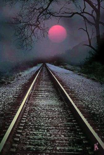 Train tracks - With lowering sun