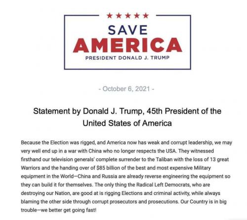 Trump - Save America - Oct 6, 2021