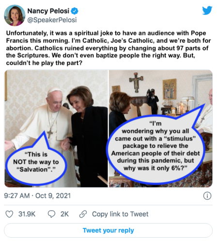 Pope and Nancy Pelosi