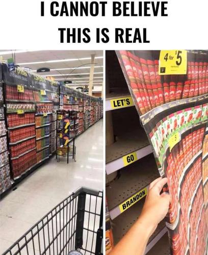 Fake stocked shelves