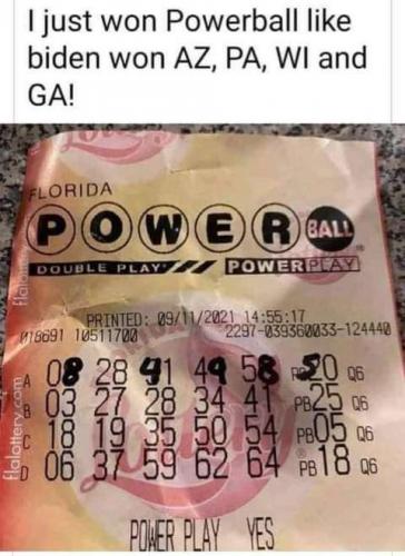 Lottery win - Like Biden won the 2020 election