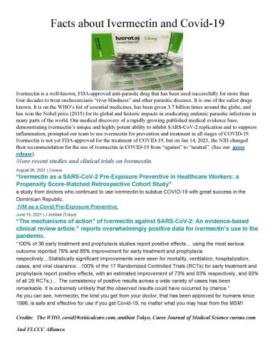 Facts about Ivermectin and Covid