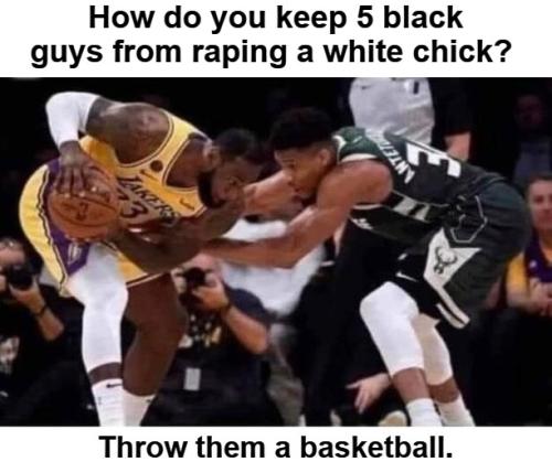 How do you keep 5 black guys from raping a white chick