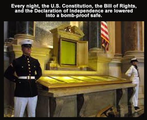 Founding Fathers Constitution Lowered Into Bomb Shelter