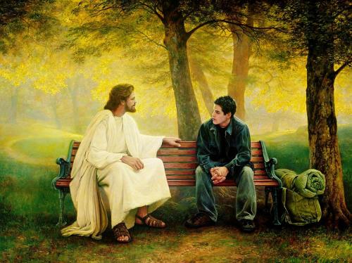 meme john jesus on bench