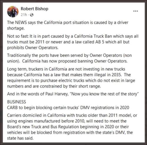 California Trucker shortage