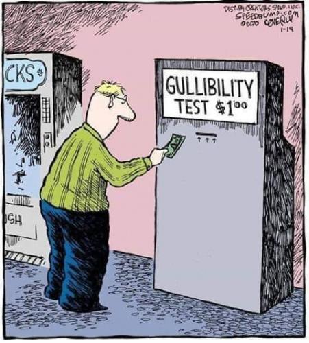 Cartoon - Gullibility test