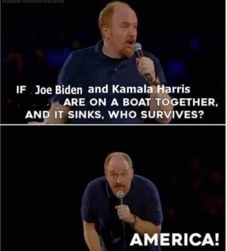 Biden & harris on boat who survives