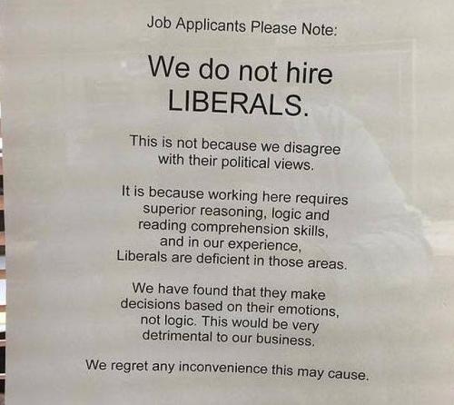 do not hire liberals