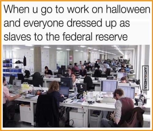 Halloween Costume is Federal Reserve Slave