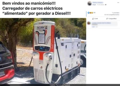 carros eletricos abastecidos por gerador a diesel