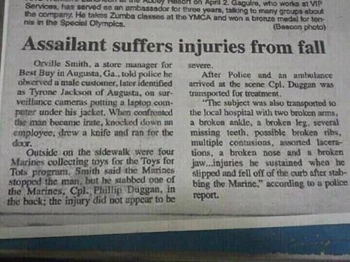 ASSAILANT SUFFERS INJURIES