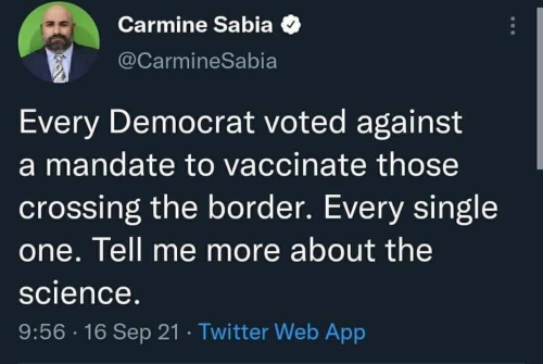 every democrat voted against a mandate to vaccinate those crossing the border
