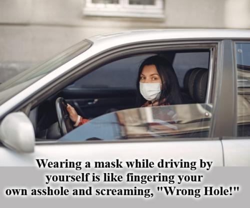 wearing a mask while driving your car by yourself
