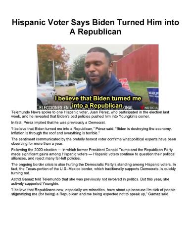 Hispanic Voter Says Biden Turned Him into A Republican