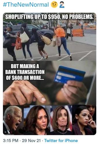 Bank transactions over '600' vs. Shoplifting up to '950'