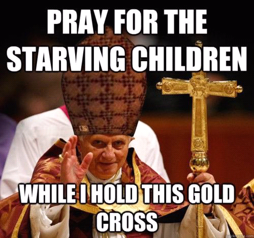 pope praying for starving children